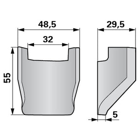 Gegenmesser L 55 x B 48,5 x 5 mm passend zu Walker – Messer für Mulcher Ersatzteil