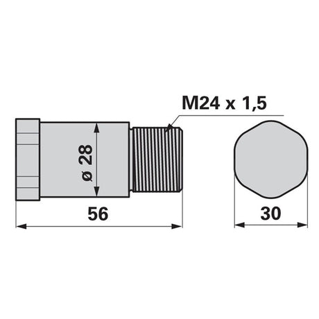 Gewindebolzen für Scharnier, M24 x 56 mm anstelle von Pöttinger 119.004 – Kreiselheuer Ersatzteil