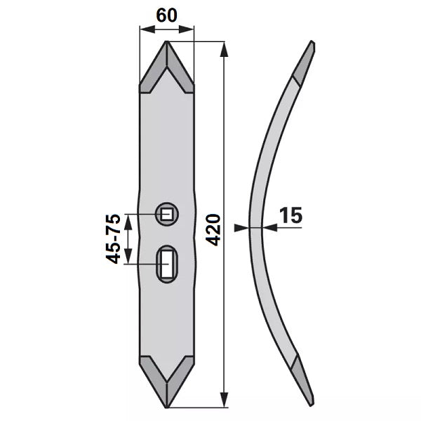 Grubberschar - Arbeitsbreite 60 mm - Variante 1 – Grubber Schare Ersatzteil