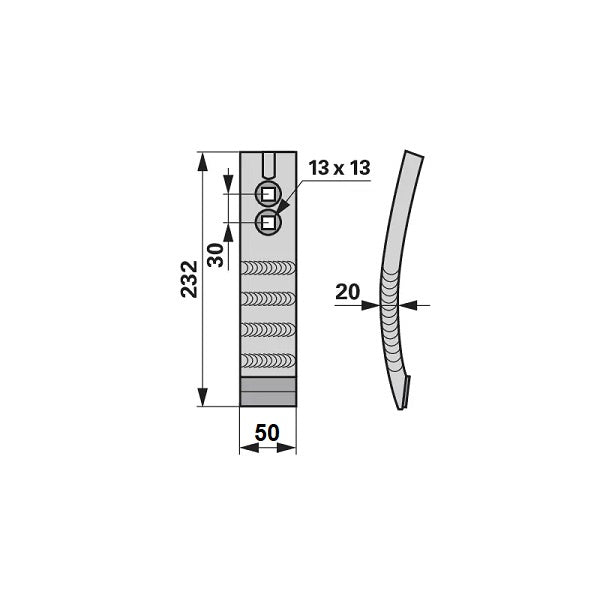 Grubberschar - Hartmetall - Arbeitsbreite 50 mm – Grubber Schare Ersatzteil