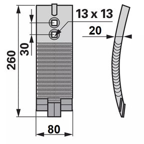 Grubberschar - hartmetallbestückt - Arbeitsbreite 80 mm – Grubber Schare Ersatzteil