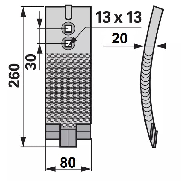 Grubberschar - hartmetallbestückt - Arbeitsbreite 80 mm – Grubber Schare Ersatzteil