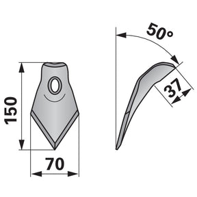 Hackschar 9105, 70mm 50 Grad zu Hatzenbichler – Grubber Schare Ersatzteil