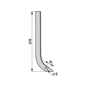 Hackscharstiel gerade, 370 mm, Lochabstad 16 mm, Winkel 30 Grad – Bodenbearbeitung Sonstiges Ersatzteil