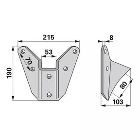 Halteplatte - Synkro, neue Ausführung - Lochabstand 70 - 80 mm – Grubber Halter Ersatzteil