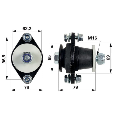 Kabinenlager mit Anbauteilen P-002.33.810 - 6-650.55.100 - 2 Stück - zu Mauser – Lager Ersatzteil