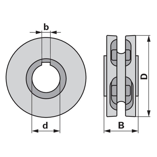 Kettennuss geschlossen - 8 x 24 mm - AD 165 x ID 40 mm - zu Schicht