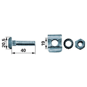 Kettenschraubengarnitur M10 x 40 mm, mit Klemmstück und Mutter, 10 Stück – Landtechnik Ersatzteil