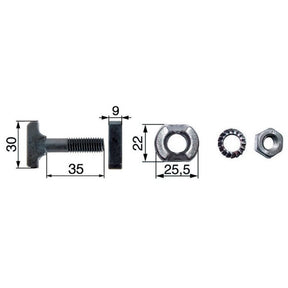 Kettenschraubengarnitur M10 x 35 mm, mit Klemmstück und Mutter – Landtechnik Ersatzteil