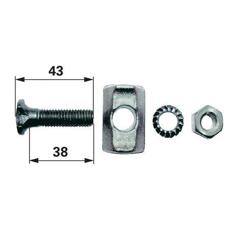 Kettenschraubengarnitur M10 x 43 mm, mit Klemmstück und Mutter, 10 Stück – Landtechnik Ersatzteil