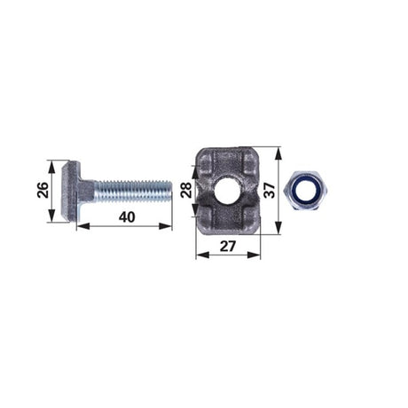 Kettenschraubengarnitur M10 x 40 mm, mit Klemmstück und Mutter, 10 Stück – Landtechnik Ersatzteil