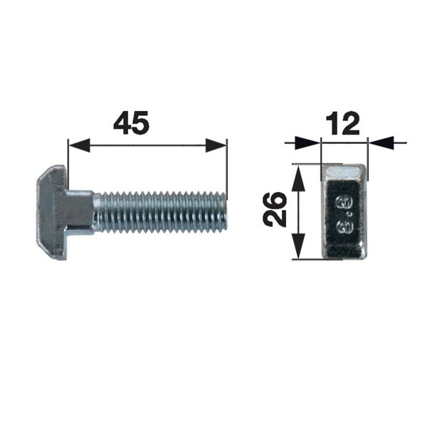 Kettenschraube M12 x 45 mm, verzinkt – Landtechnik Ersatzteil