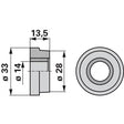 Buchse AD 33 x ID 14 x L 13,5 mm, konisch anstelle von Reform 900.214.102 – Buchsen Ersatzteil