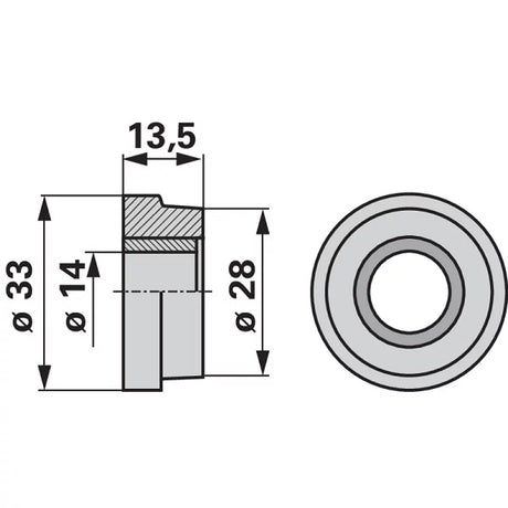 Buchse AD 33 x ID 14 x L 13,5 mm, konisch anstelle von Reform 900.214.102 – Buchsen Ersatzteil