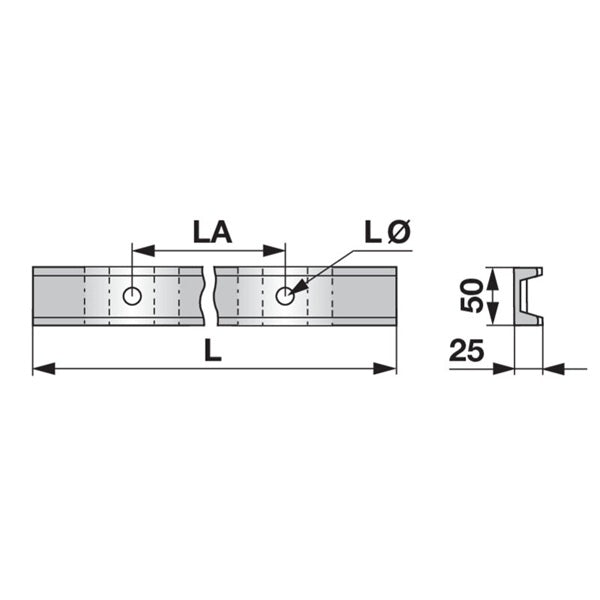 Kratzbodenleiste U-Profil, 50 x 25 mm, gelocht, L 1.520 mm Deutz-Fahr 06577027 – Deutz Ersatzteile Ersatzteil