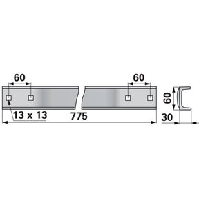 Kratzbodenleiste U-Profil 15135200, 60 x 30 mm, gelocht, L 775 mm zu Strautmann – Kratzboden Ersatzteil