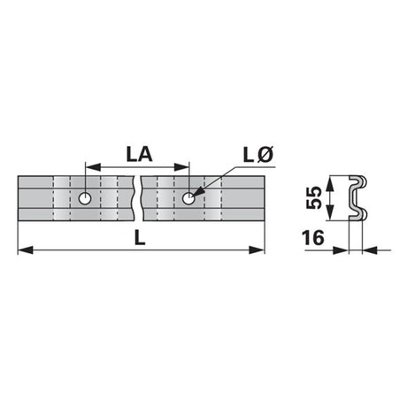 Kratzbodenleiste M-Profil 202124.1, 55 x 16 mm, gelocht, L 1.650 mm zu Krone – Kratzboden Ersatzteil