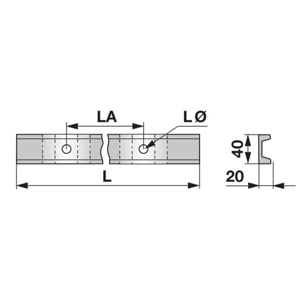 Kratzbodenleiste U-Profil 347428.3, 40 x 20 mm, gelocht, L 1.370 mm zu Krone – Kratzboden Ersatzteil