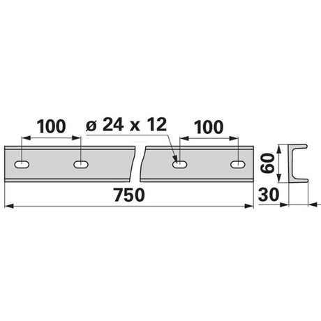 Kratzbodenleiste U-Profil 9480041, 60 x 30 mm, gelocht, L 750 mm zu Bergmann – Kratzboden Ersatzteil