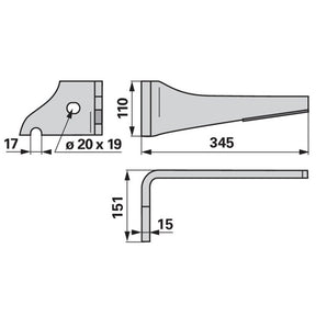 Kreiseleggenzinke links Hartmetall  zu Vogel & Noot KZ400006D – Kreiselegge Ersatzteil