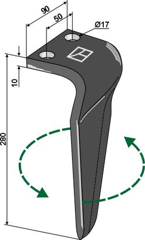Kreiseleggenzinken 280mm links zu Sovema