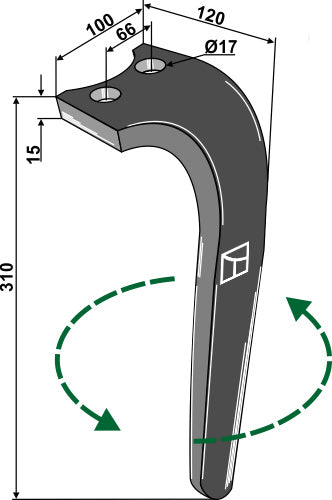 Kreiseleggenzinken 310mm links zu Aio
