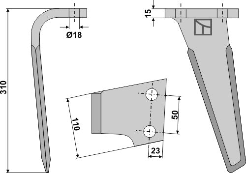 Kreiseleggenzinken 310mm links zu Sicma