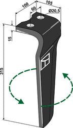 Kreiseleggenzinken 315mm links 73000185599V zu Kongskilde
