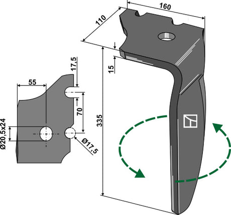 Kreiseleggenzinken 335mm links KZ400004 zu Vogel u. Noot