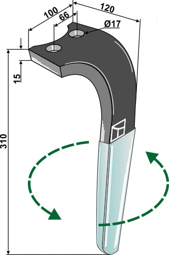 Kreiseleggenzinken (DURAFACE) 310mm links zu Aio