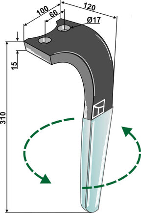 Kreiseleggenzinken (DURAFACE) 310mm links zu Emy-Elenfer