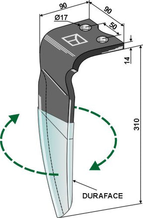 Kreiseleggenzinken (DURAFACE) 310mm rechts 931010030 zu Vigolo