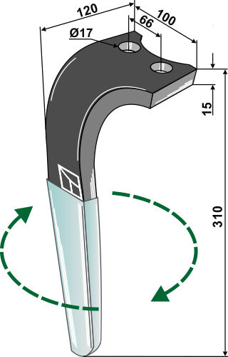 Kreiseleggenzinken (DURAFACE) 310mm rechts zu Aio