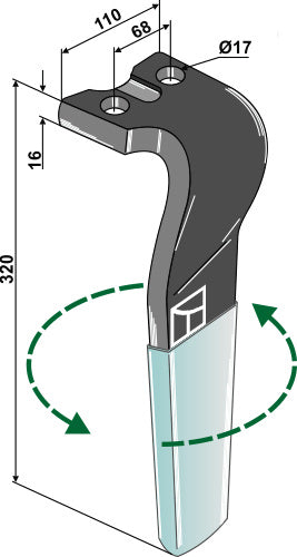 Kreiseleggenzinken (DURAFACE) 320mm links 52556500 zu Kuhn
