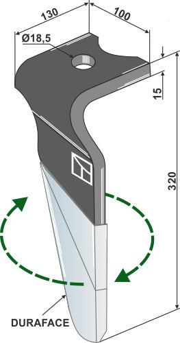 Kreiseleggenzinken (DURAFACE) 320mm rechts MA46010151 zu Kverneland
