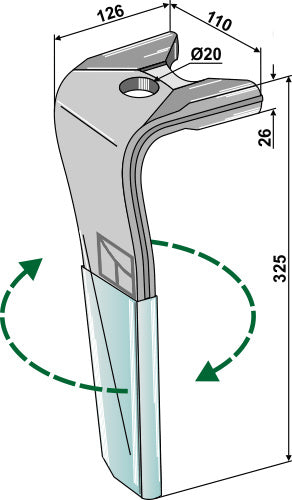Kreiseleggenzinken (DURAFACE) 325mm rechts 52597410 zu Kuhn