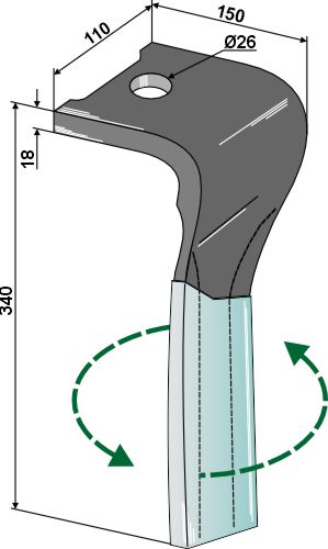 Kreiseleggenzinken (DURAFACE) 340mm links 8732.42.030.1 zu Landsberg