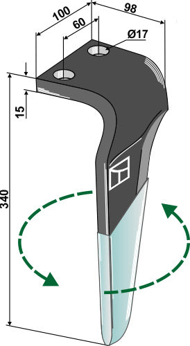Kreiseleggenzinken (DURAFACE) 340mm links zu Maschio - Gaspardo