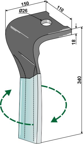 Kreiseleggenzinken (DURAFACE) 340mm rechts 8732.42.035.1 zu Pöttinger