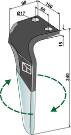 Kreiseleggenzinken (DURAFACE) 340mm rechts zu Maschio - Gaspardo