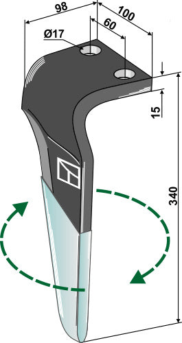 Kreiseleggenzinken (DURAFACE) 340mm rechts zu Maschio - Gaspardo