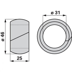 Kugelring AD 46 x ID 31 x B 25 mm anstelle von Reform 110.414.328 – Landtechnik Ersatzteil