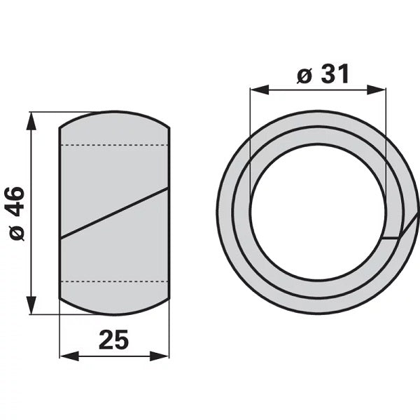 Kugelring AD 46 x ID 31 x B 25 mm anstelle von Reform 110.414.328 – Landtechnik Ersatzteil
