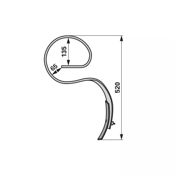 Kultivatorzinke - komplett - Höhe 520 mm – Grubber Zinken Ersatzteil