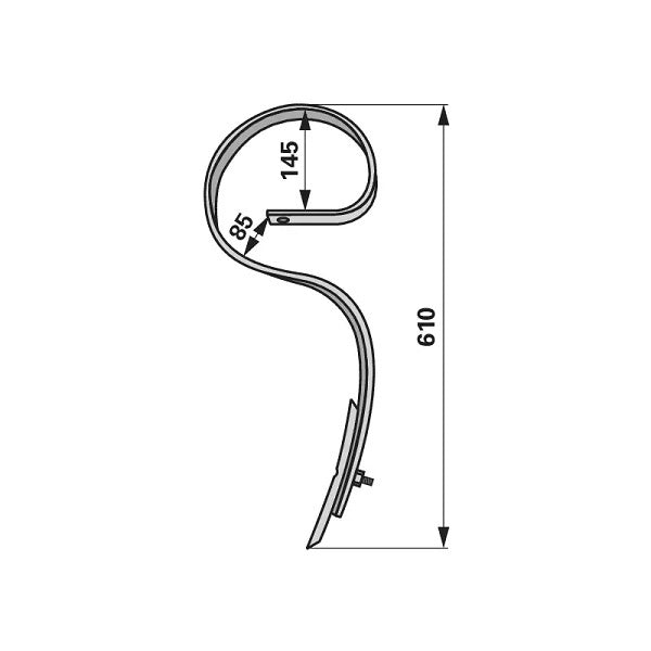 Kultivatorzinke - komplett - Höhe 610 mm – Grubber Zinken Ersatzteil