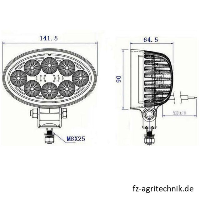 LED - Arbeitsscheinwerfer - oval - 1600 Lumen