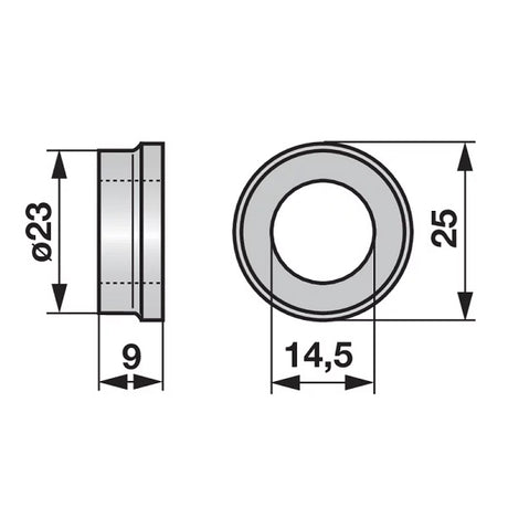 Buchse AD 25 x ID 14,5 x L 9 mm anstelle von Rapid 67947 – Buchsen Ersatzteil