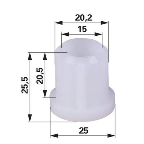 Buchse AD 25 x ID 15 x L 25,5 mm - F5801804 - 837700E zu Vogel & Noot – Buchsen Ersatzteil