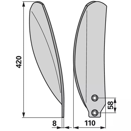 Leitblech - rechts - Länge 420 mm – Bodenbearbeitung Ersatzteil