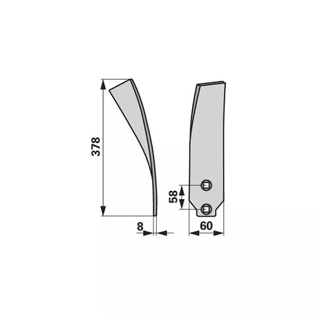Leitblech links - Arbeitsbreite 60 mm – Grubber Ersatzteil